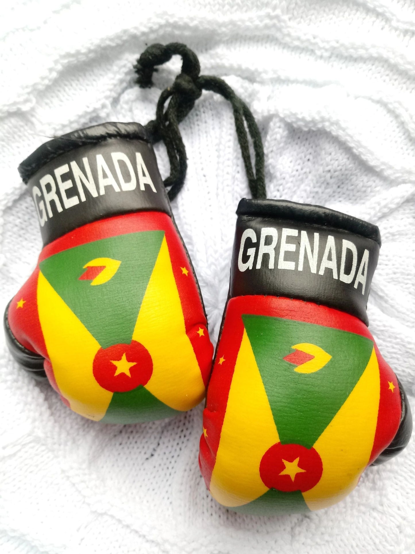 Small Caribbean flag boxing gloves for car