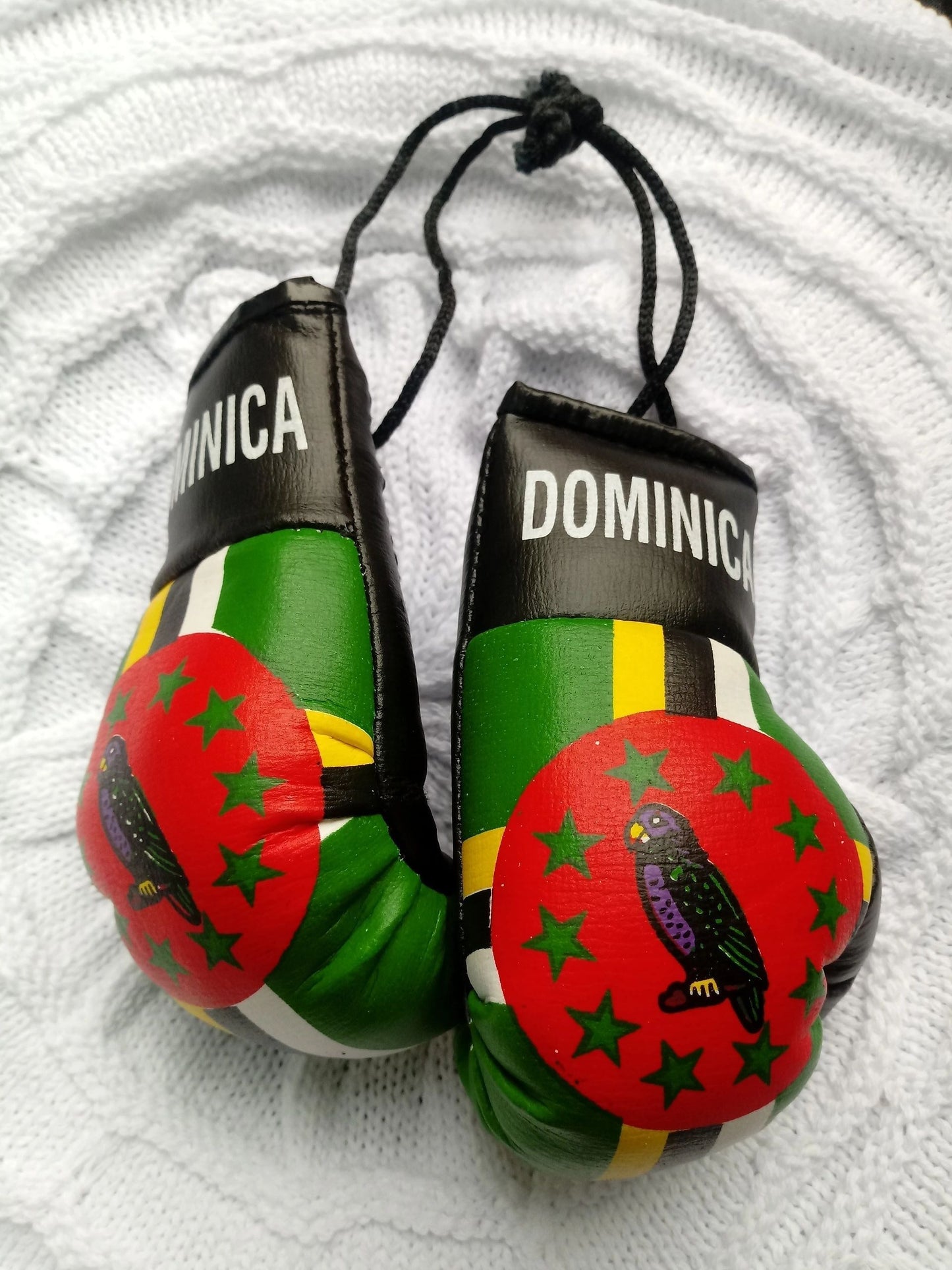 Small Caribbean flag boxing gloves for car