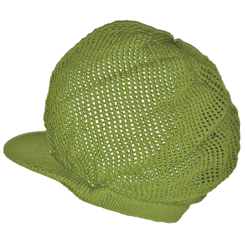 rh035-8 Medium LIGHT OLIVE MESH Rastafarian Crown AKA rasta hats tams dread caps