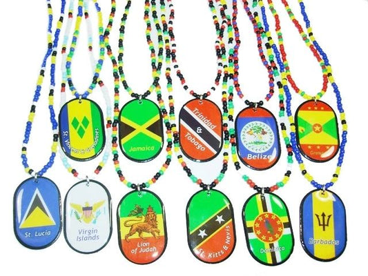 caribbean flag beaded necklaces - Haiti - St Vincent - Guyana - Trinidad - Antigua - ST Kitts - Panama - Dominica - Virgin Island - Jamaica