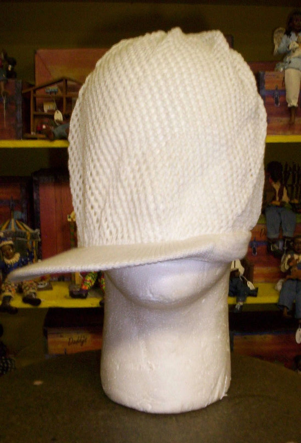 Large WHITE mesh Rastafarian Crown AKA Rasta hats tams dread locks cap RH035-5