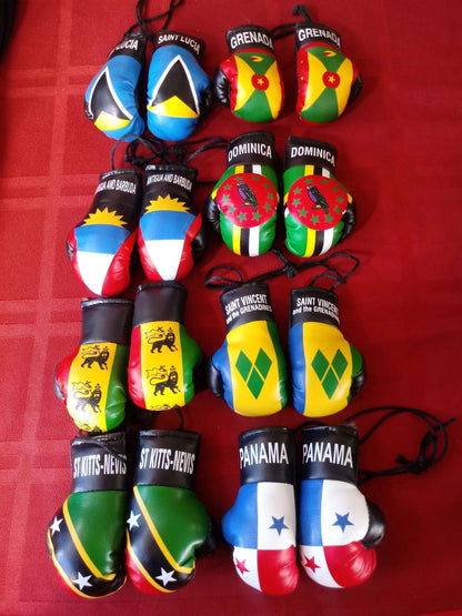 Small Caribbean flag boxing gloves for car