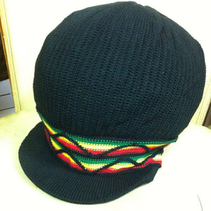 rh041 Large Black Rastafarian Crown AKA rasta hats tams dread locks cap
