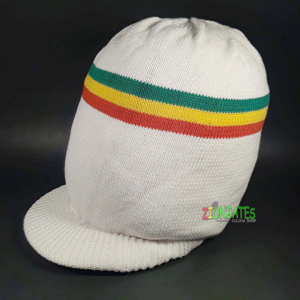 rh055-6 RYG Xlarge WHITE Rastafarian Crown AKA rasta hats tams dread caps xlarge