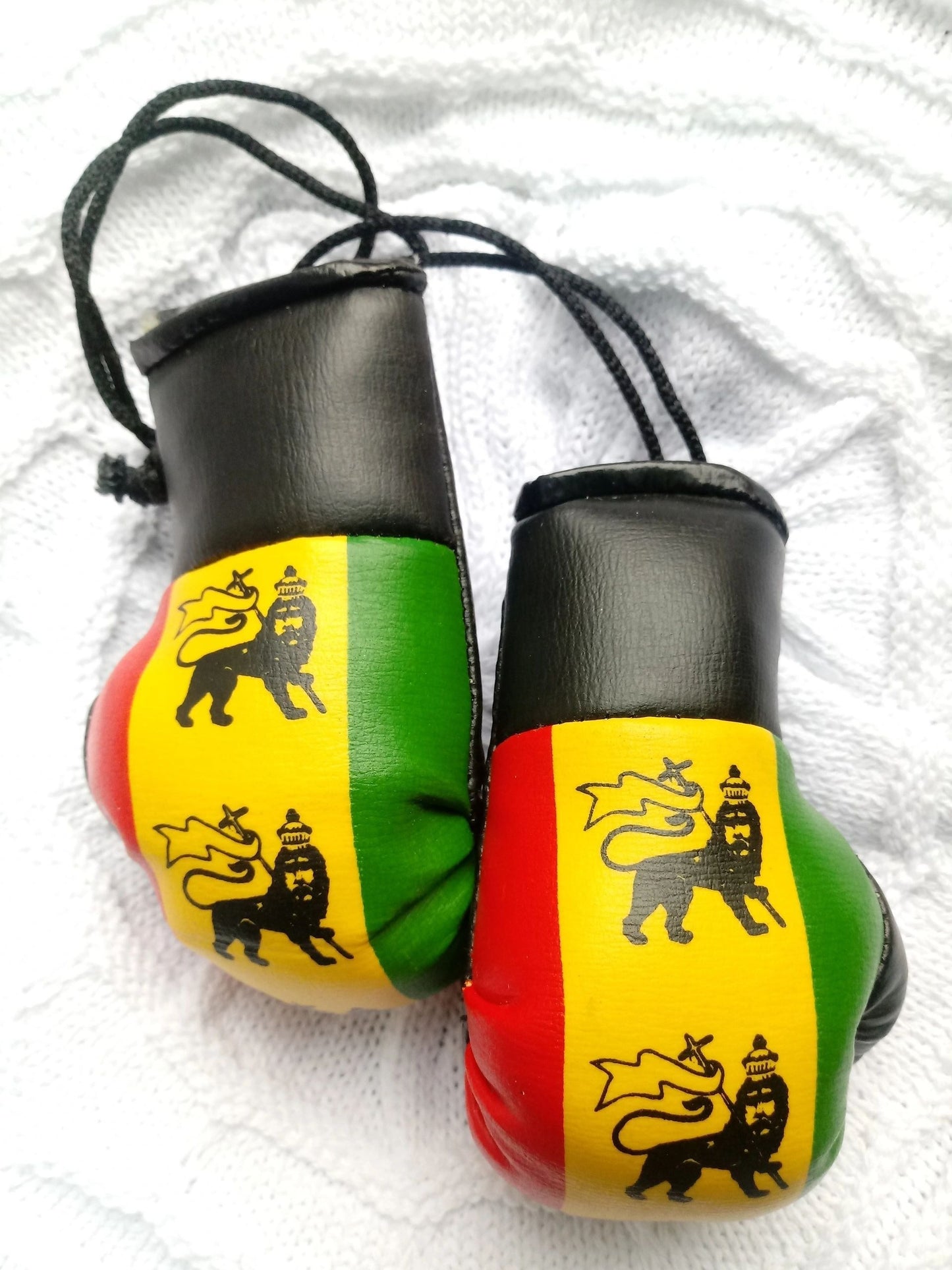 Small Caribbean flag boxing gloves for car