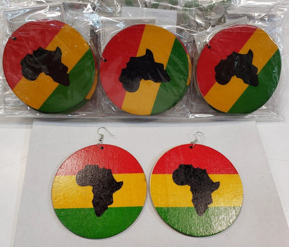 AFRICA wooden earrings - Rasta