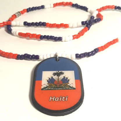 caribbean flag beaded necklaces - Haiti - St Vincent - Guyana - Trinidad - Antigua - ST Kitts - Panama - Dominica - Virgin Island - Jamaica