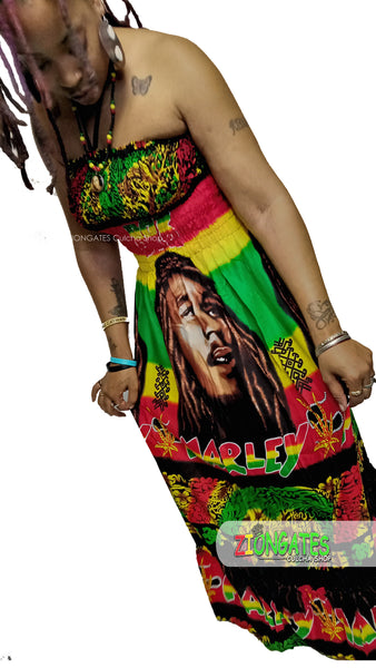 Women's Bob Marley long Rasta Sun Dress - Halter Top - Summer Dress