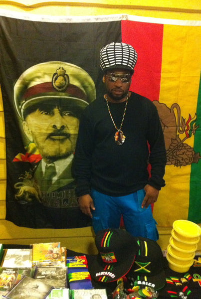 Large 3x5 feet HIM Haile Selassie Banner Black - Rasta Flags - Tapestry