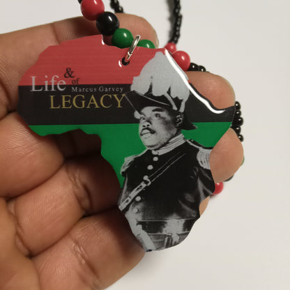 Marcus Garvey red black green Beaded Necklace - Pan African