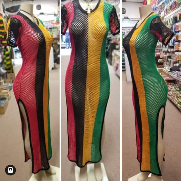 Womens Rasta Mesh Dress - Rihanna Fishnet beach cover up