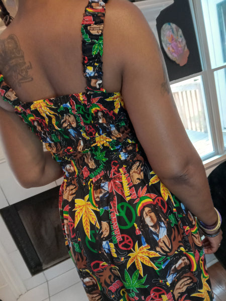 Women's Bob Marley Black sun dress with shoulder straps - Summer Dress