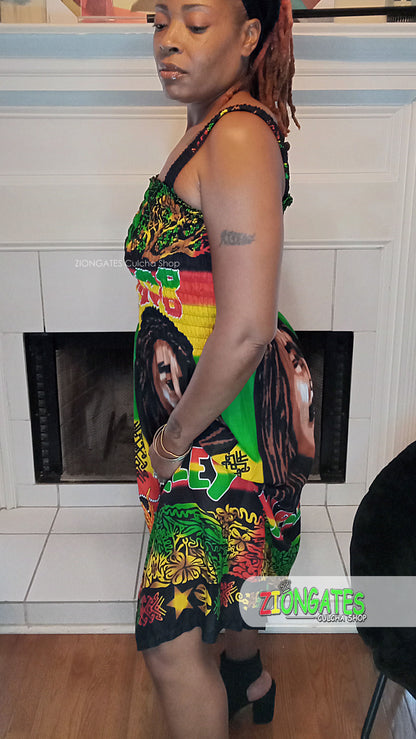 Women's Bob Marley sun dress with shoulder straps - Summer Dress - Rasta