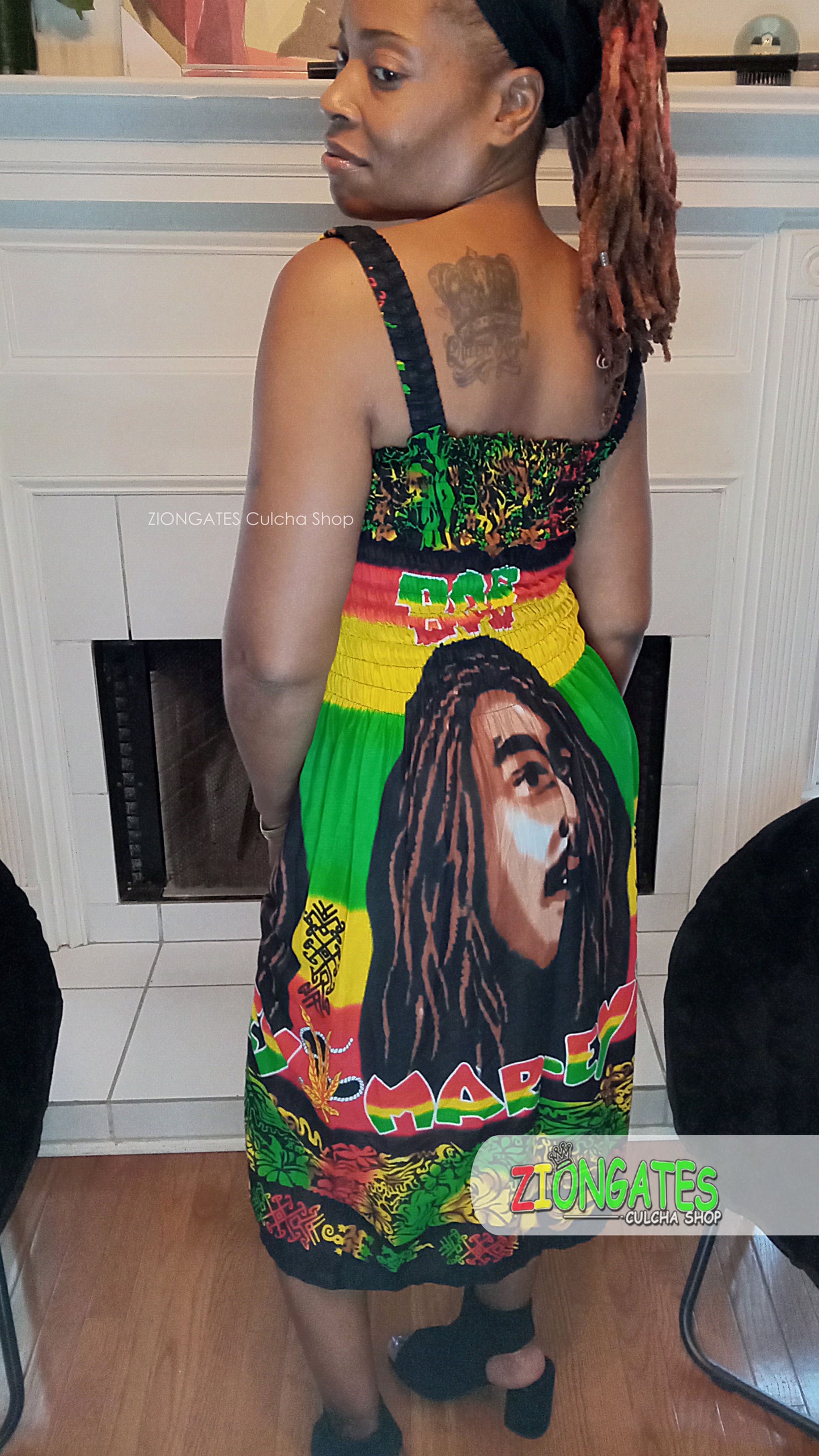 Women's Bob Marley sun dress with shoulder straps - Summer Dress - Rasta