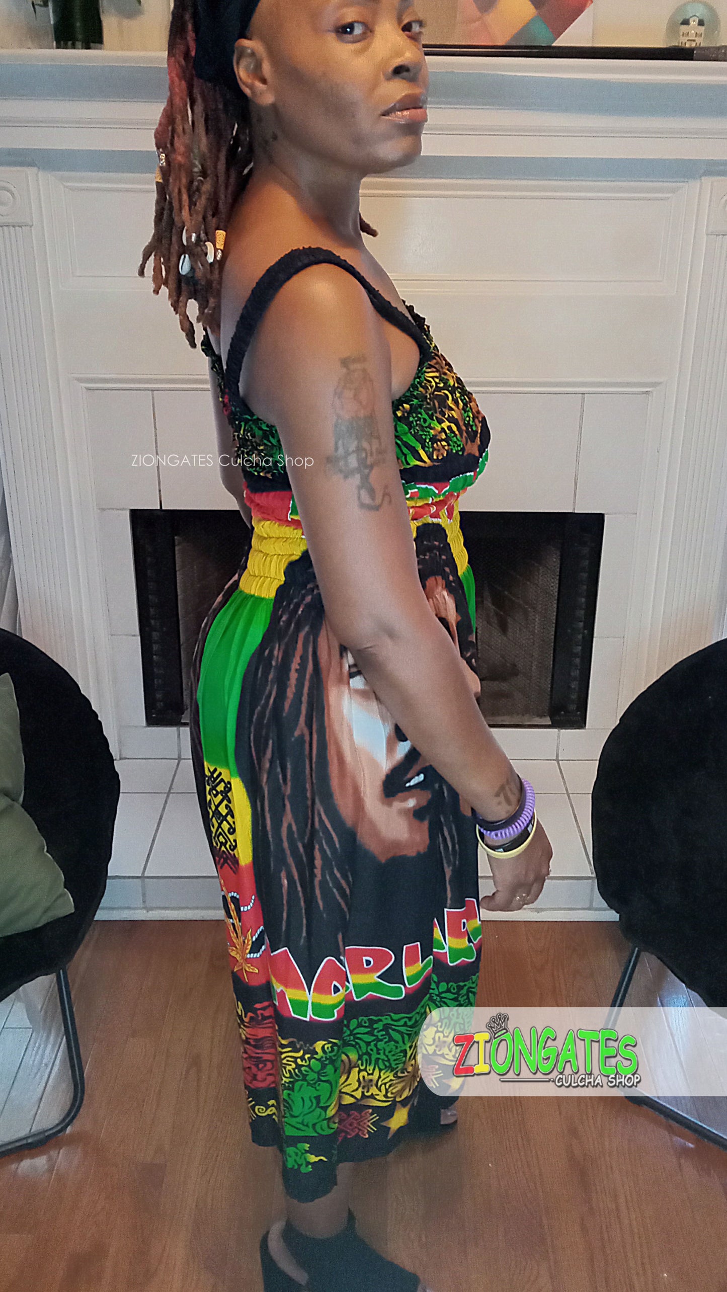 Women's Bob Marley sun dress with shoulder straps - Summer Dress - Rasta