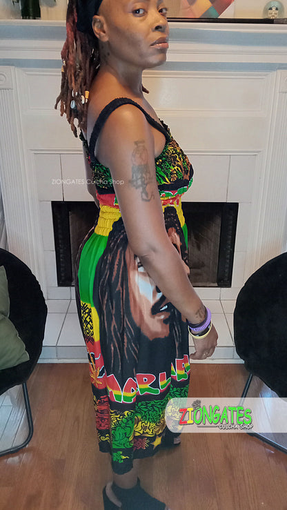 Women's Bob Marley sun dress with shoulder straps - Summer Dress - Rasta