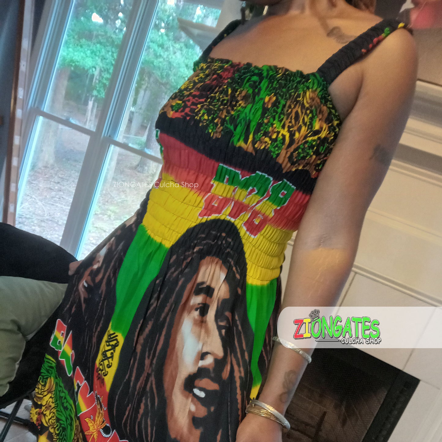 Women's Bob Marley sun dress with shoulder straps - Summer Dress - Rasta