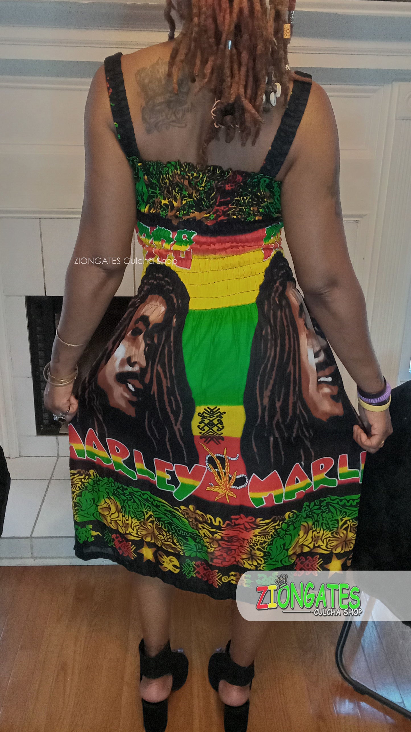 Women's Bob Marley sun dress with shoulder straps - Summer Dress - Rasta