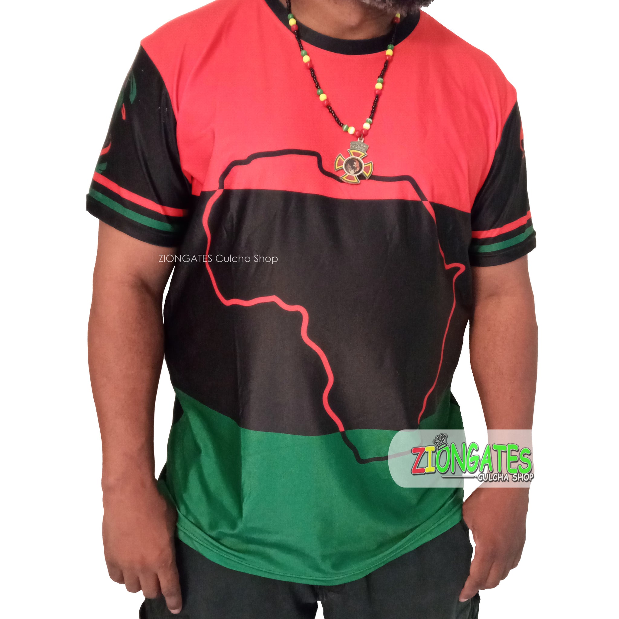vendor-unknown Africa Jersey - Red Black and Green - Pan African Small