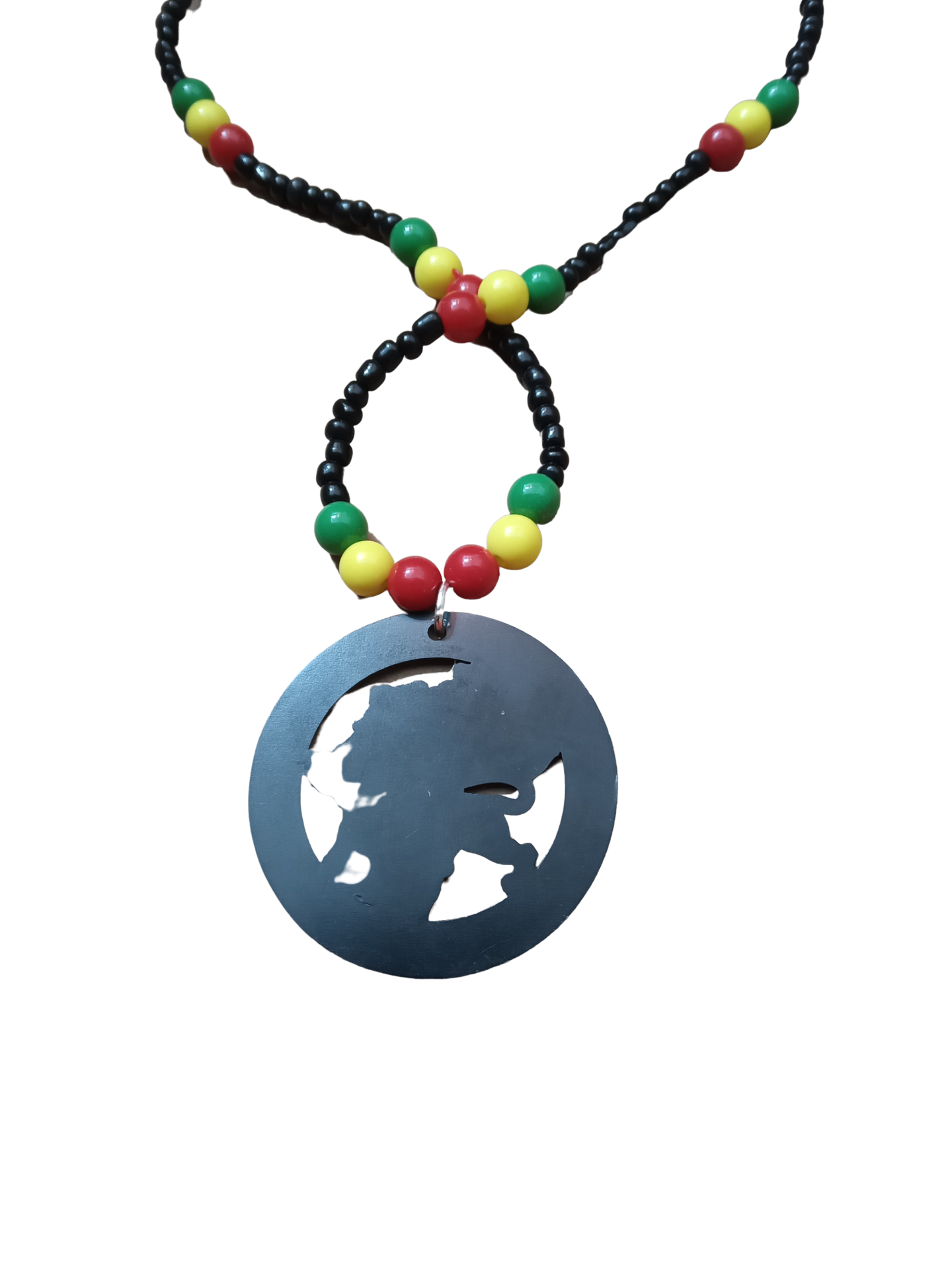 Lion of Judah Metal Rasta Necklace with Map of Africa - ETHIOPIA