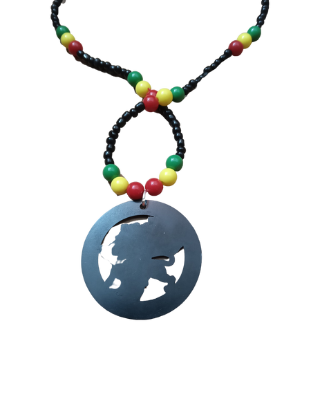 Lion of Judah Metal Rasta Necklace with Map of Africa - ETHIOPIA