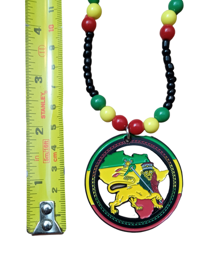 Lion of Judah Metal Rasta Necklace with Map of Africa - ETHIOPIA