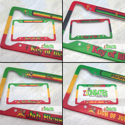 Cultural License Plate Frames - Lion Of Judah - Jah Bless