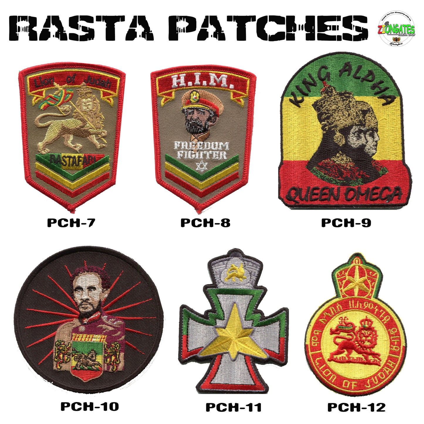 Selassie patches - Rasta iron on Patches