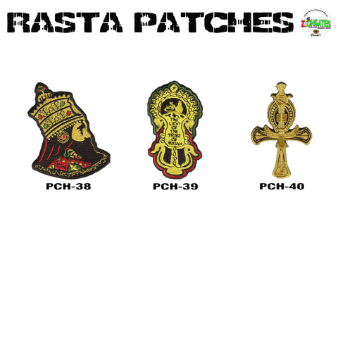 Selassie patches - Rasta iron on Patches - Crosses