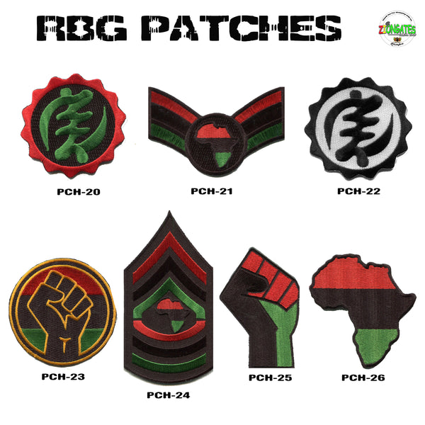 RBG Patches - Red Black and Green iron on Patches -  Pan African - Garvey - GYE Nyame