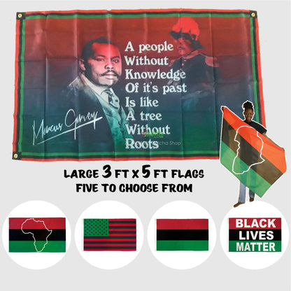 Large 3x5 Red Black and Green Flag with Map of Africa - RBG - Pan African - Liberation Flag