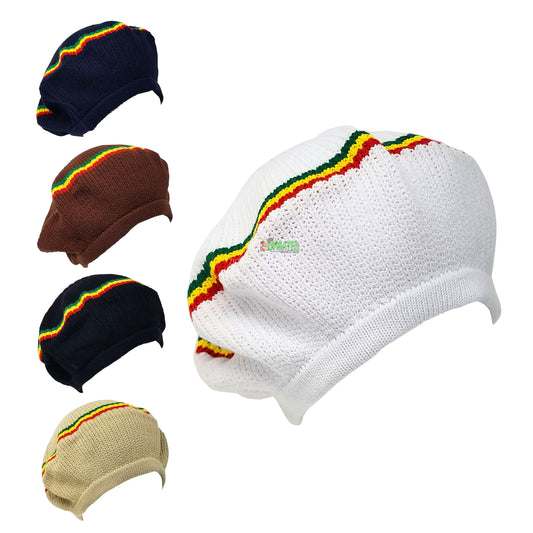 rh005 Medium Rastafarian Crowns RYG stripe - Brown - Navy - Beige - White - Black