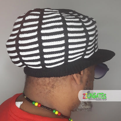 RH039-1BW Small Black and White Rasta Dreadlocks cap