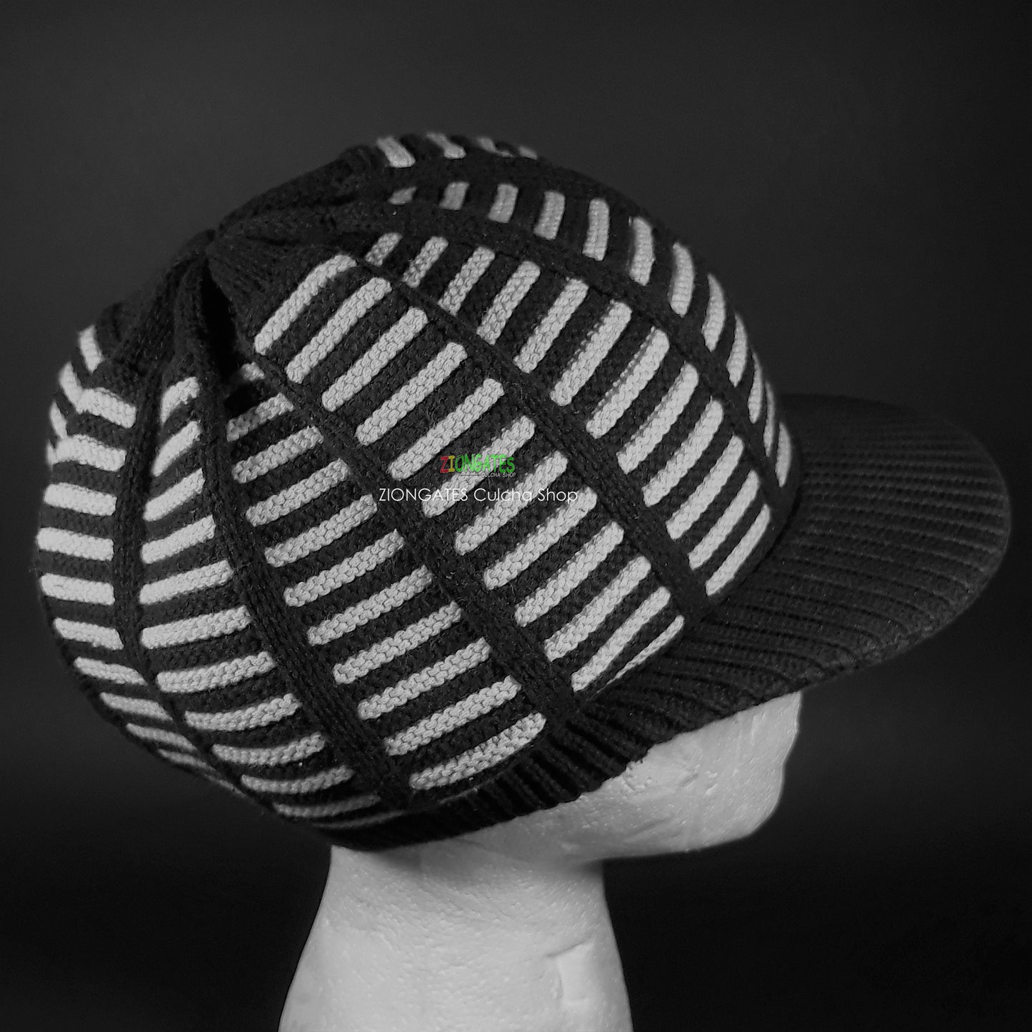 RH039-1BW Small Black and White Rasta Dreadlocks cap