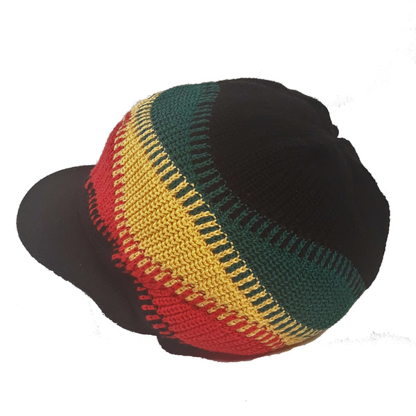 rh040 Medium Black Rastafarian Crown AKA rasta hats tams dread locks cap