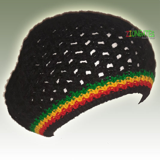 RH063 Small Black Rastafarian Crown - Rasta hats tams dread locks cap