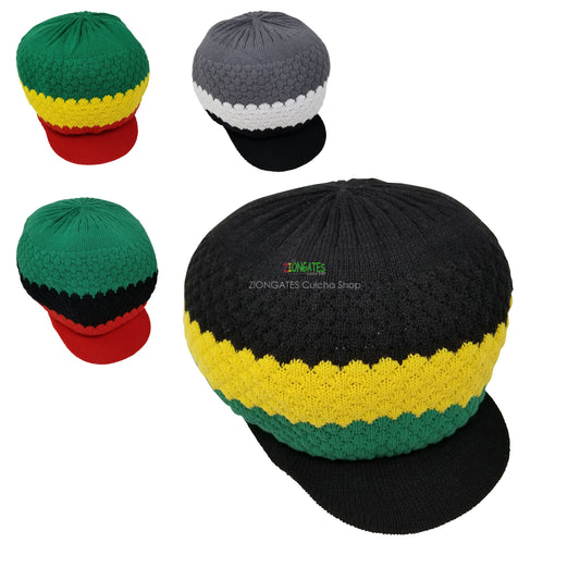 rh011 Medium 3 tone Rastafarian Crowns AKA rasta hats tams dread locks cap