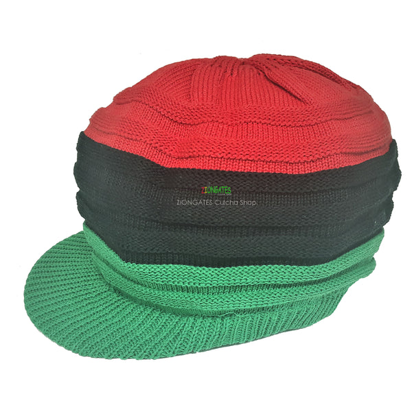 Small Red Black Green Rasta Hat -  Pan African - Beanie Visor RH018-RBG