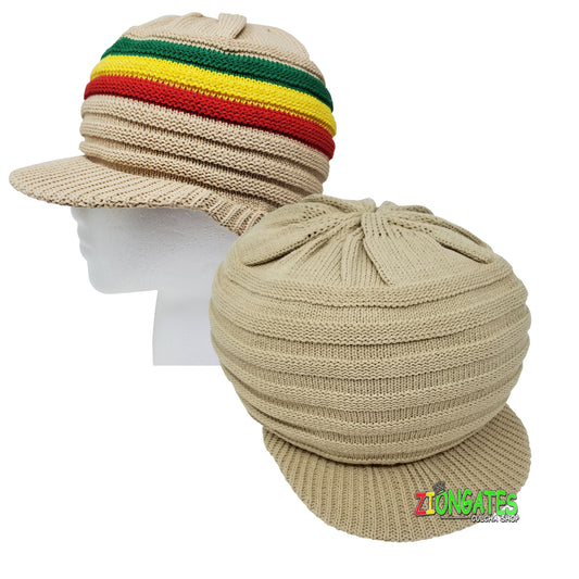 RH018-3 Small BEIGE Rastafarian Crown - rasta hats tams dread caps small for short dreadlocks