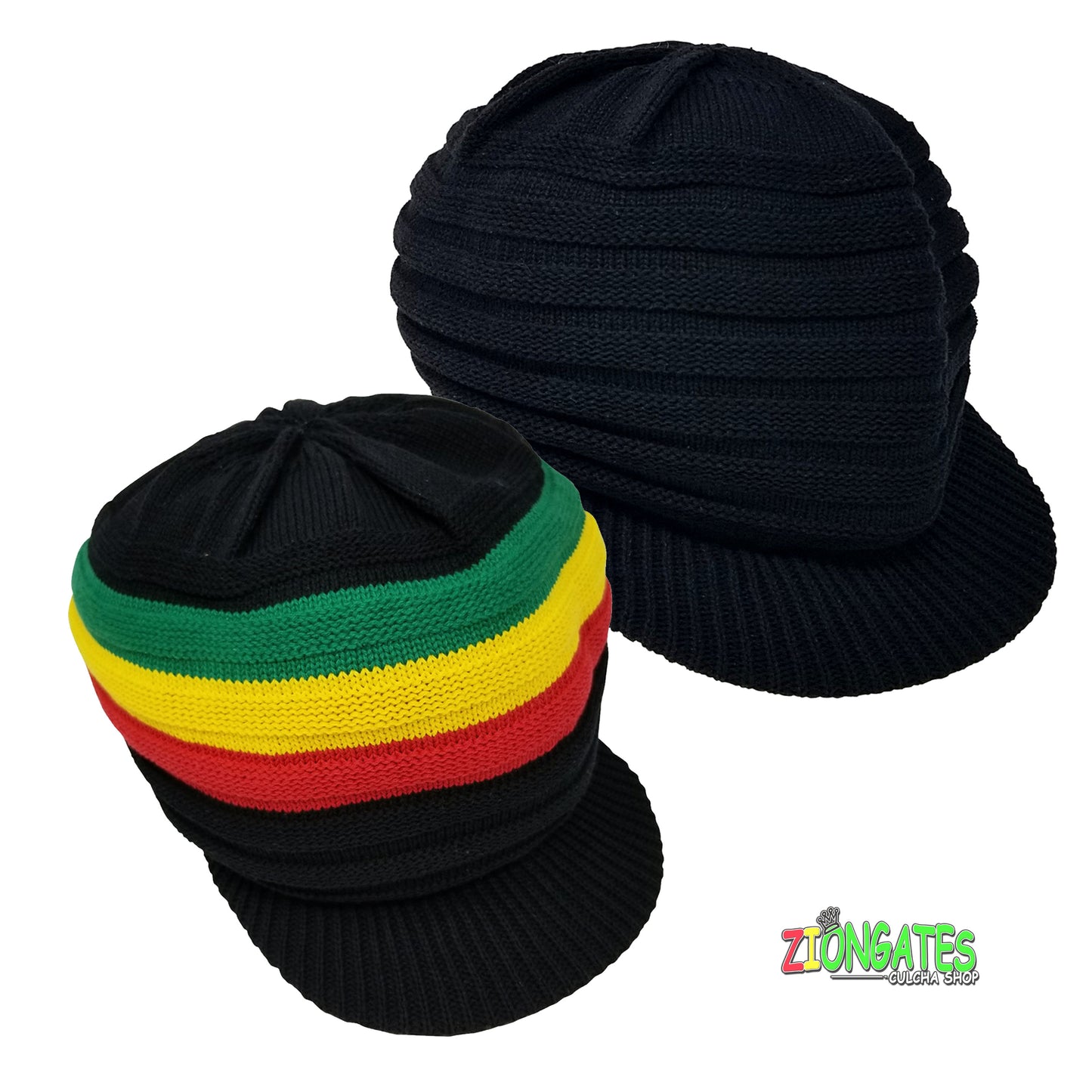 RH018-2 Small BLACK Rastafarian Crown - rasta hats tams dread locks cap