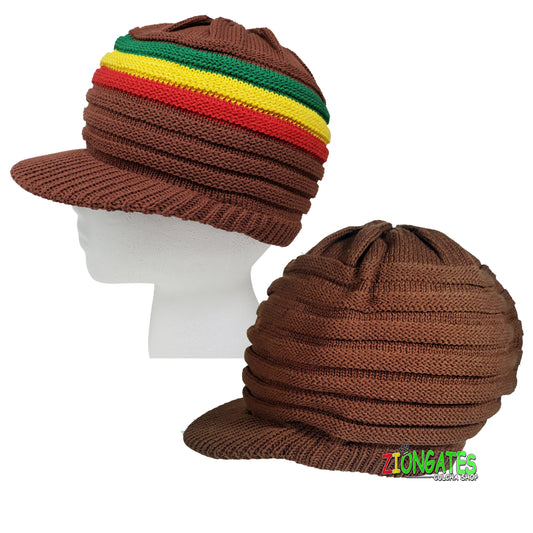 RH018-1 Small BROWN Rastafarian Crown- rasta hats tams dread locks cap small for dread locks