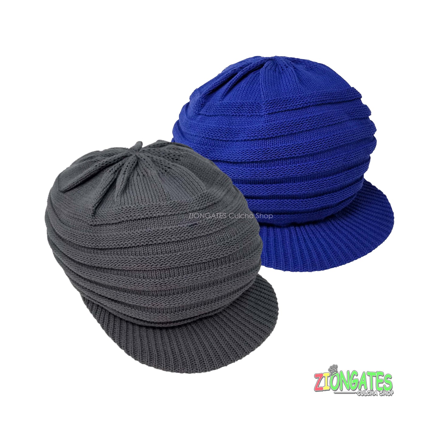 RH018 Small Rastafarian Crown AKA rasta hats tams dread caps small for dreadlocks - Royal Blue - Grey