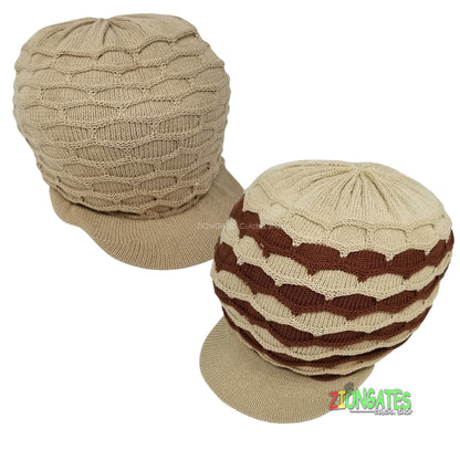 RH020-5 Large Beige Rastafarian Crowns AKA rasta hats tams dread locks cap