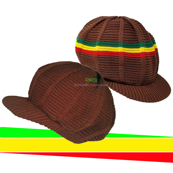 Medium Brown Rastafarian Crown - rasta hats tams dread locks cap RH039-3