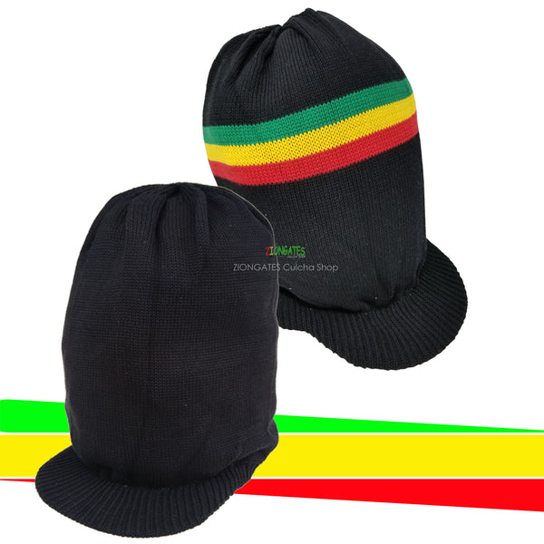 XLarge Black Rastafarian Crown - rasta hats - tams - dread caps RH055-8