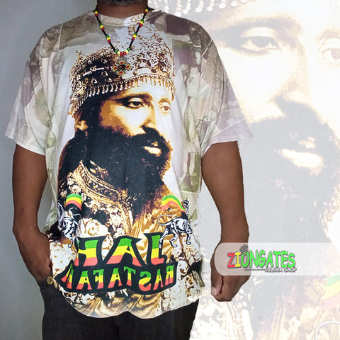 MENS Sublimation Shirt - Haile Selassie - Jah Rastafari Tee Shirt