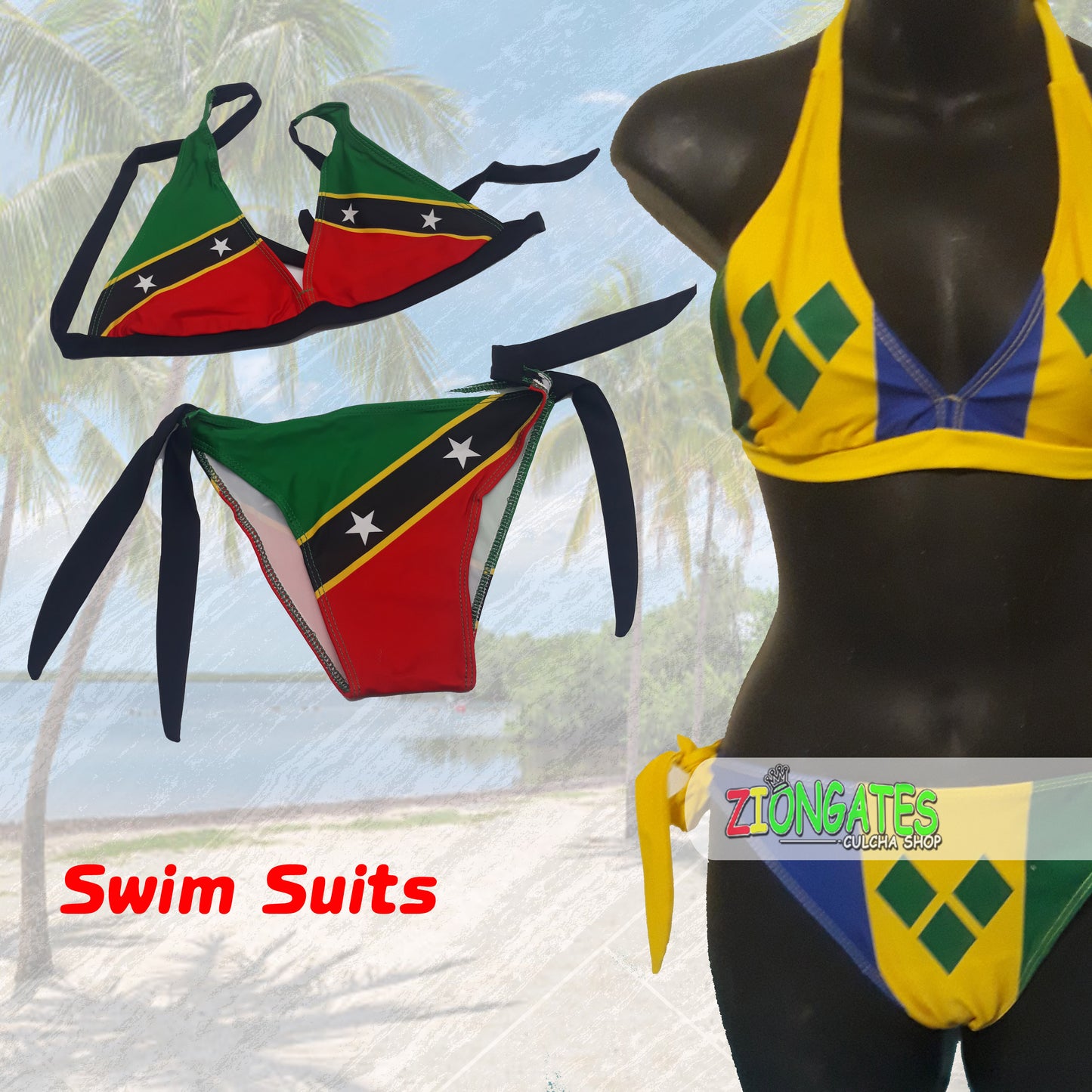 Caribbean Flag Bathing Suits - St Kitts - St vincent swimsuits