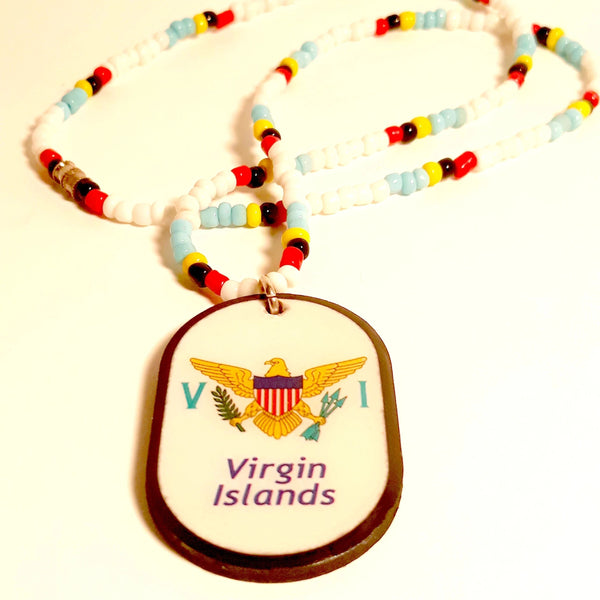 caribbean flag beaded necklaces - Haiti - St Vincent - Guyana - Trinidad - Antigua - ST Kitts - Panama - Dominica - Virgin Island - Jamaica