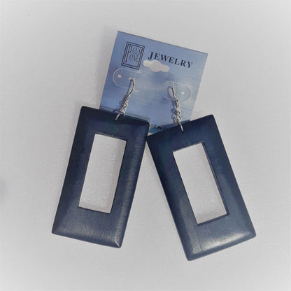Rectangle wooden earrings