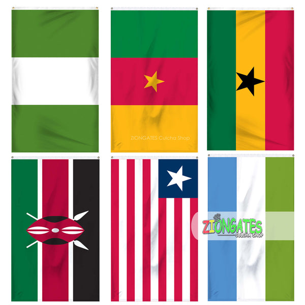Large 3ft x 5ft African flags - Ghana - Liberia - Sierra Leonne - Nigeria - Cameroon